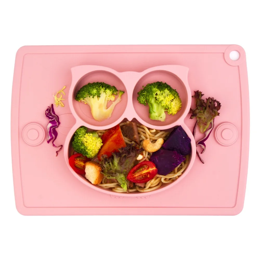 

Divided Silicone Suction Plate for Toddlers Self-Feeding Solid Food, Section Plate That Stick To The Table