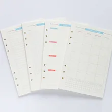 40 листов, А6 размер, 6 отверстий, Отрывные листы, наполнитель для дневника, еженедельный, ежемесячный блокнот, школьные, офисные, студенческие канцелярские принадлежности