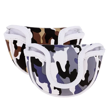 

Premium PU Golf Headcover Guard Mallet Putter Cover Protector with Magnet Closure Camo. Blue Brown