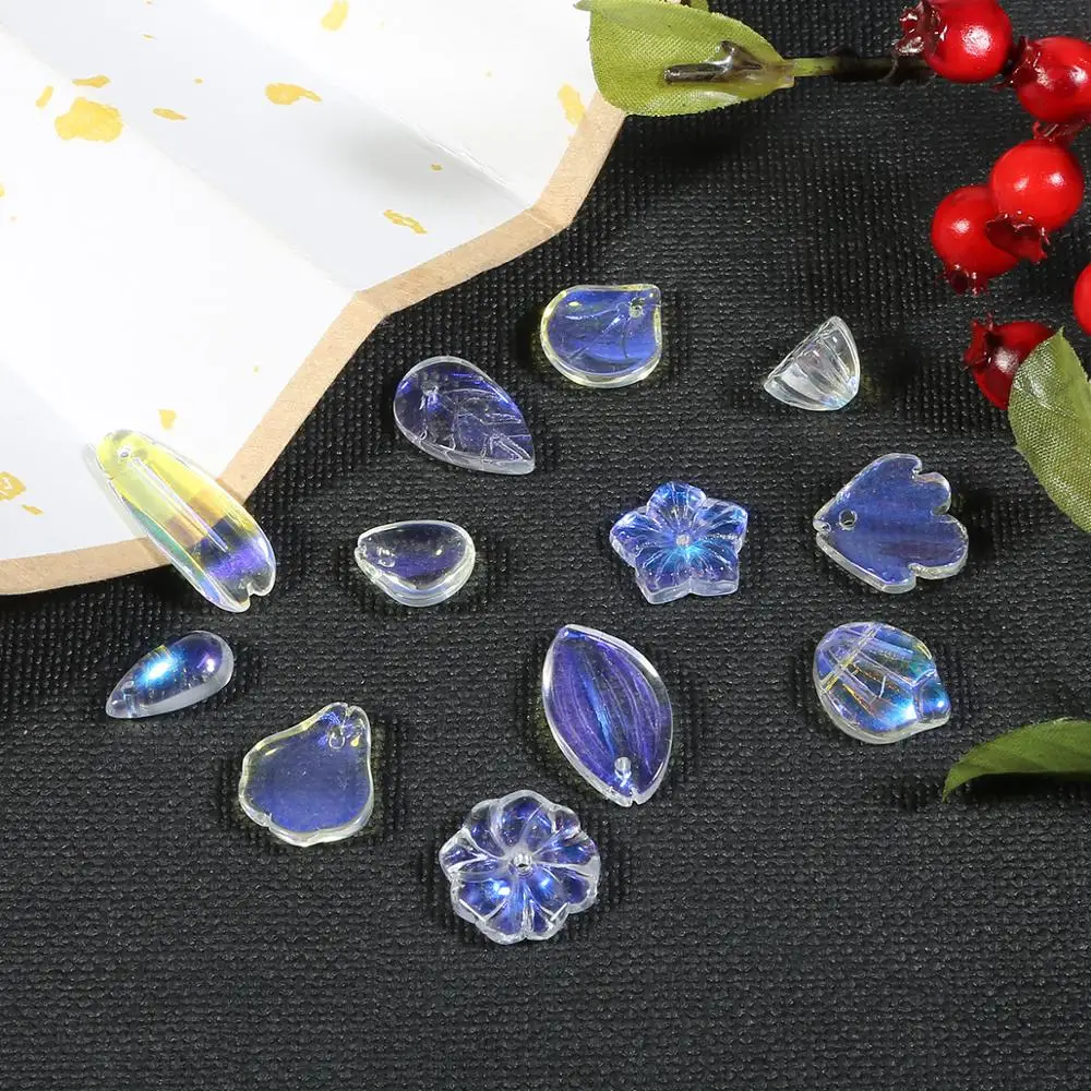10pcs/lot Glass petals beads plum flowers lotus leaves styles For Jewelry Making Arts Crafts Apparel Sewing Garment Beads DIY | Дом и сад