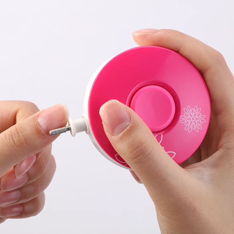 

1PC Colorful Electric Nail Drill Buffer File Grinding Portable 7 Tips Adult Baby Nail Art Kit DIY Nail Buffer Tools Battery Need