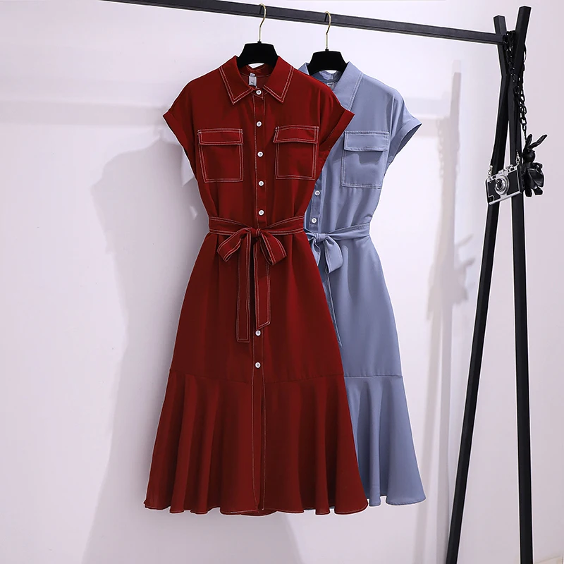 red shirt dress plus size