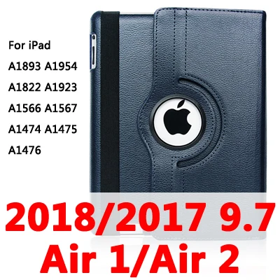 360 Вращающийся чехол для Apple iPad 2/3/4 Air 1/2 A1430 A1458 A1460 iPad2 iPad3 iPad4 Air1 Air2 планшетный чехол для i Pad 9,7 - Цвет: Air12 2017-18-Dblue