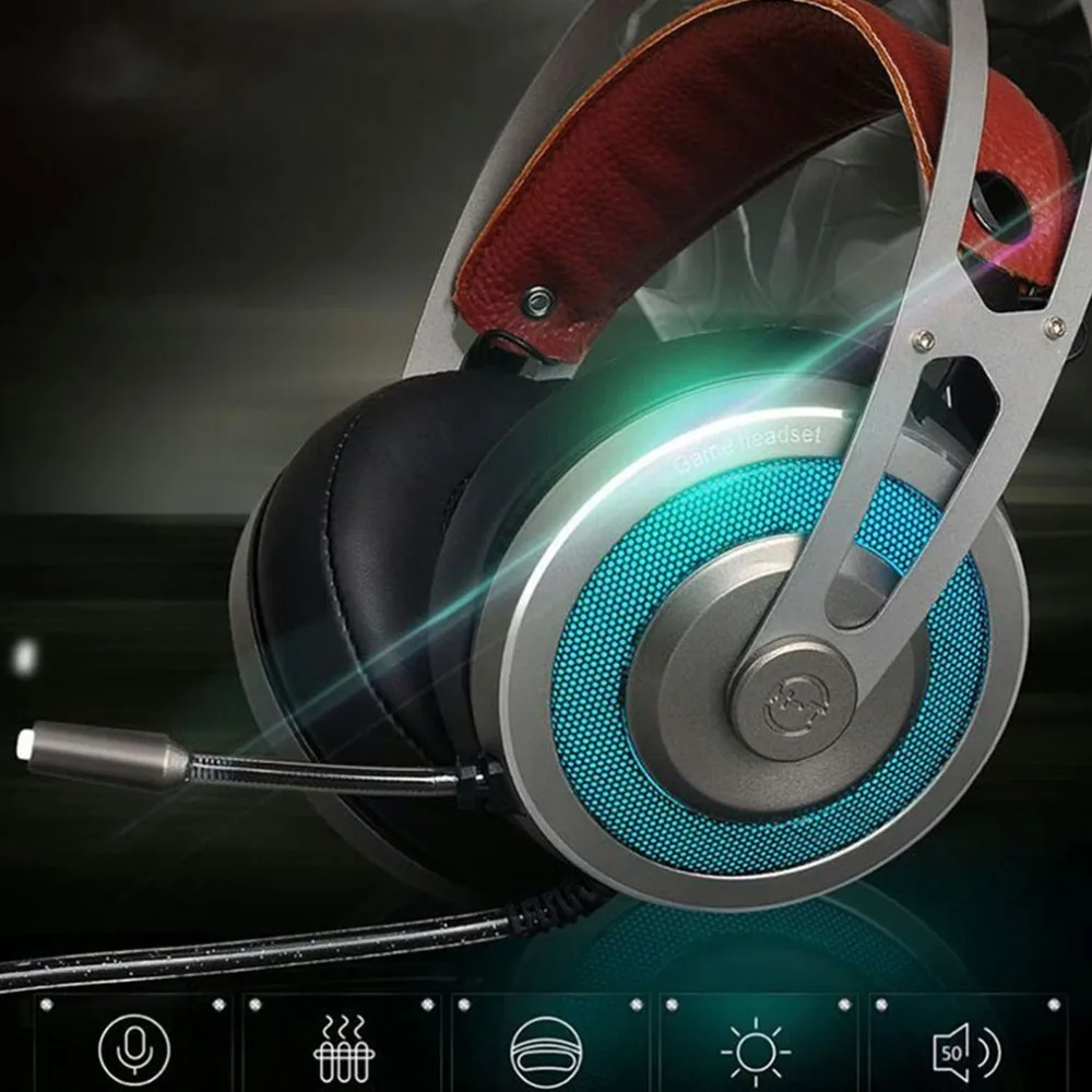 

X-200 Channel 7.1 USB 7 Color RGB LED Flashing Gaming Headset Computer Over Ear Stereo Heaphones Soft Earmuffs for Laptop