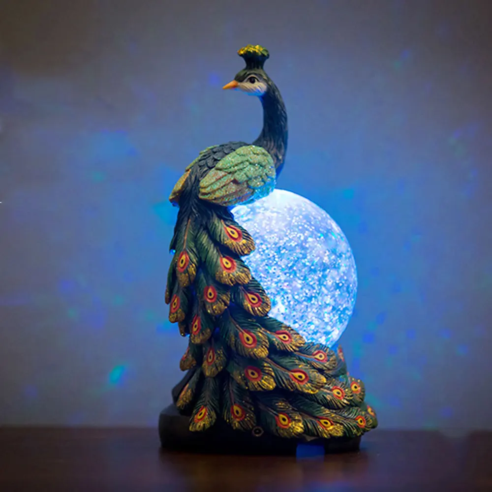 

Crystal Ball Light Peacock LED Night Light for Children Home Decorative Lamp Table Lamp for Bedroom 7 Colors Change Xmas Gift