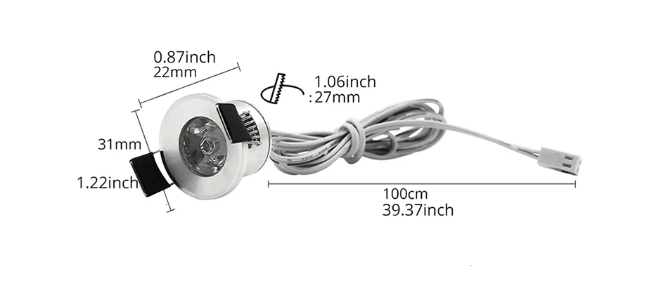 LEDIARY LED Mini Cabinet Downlights 12V Silvery White Black 1.5W 27mm Cut Hole Recessed Mounted Ceiling Spot Lamp For Study Room