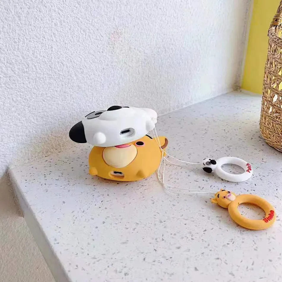 Для AirPods чехол 3D Забавный милый мультфильм животное Аватар чехол для Airpods 2/i10/i11 TWS Защитная крышка с кольцом на палец