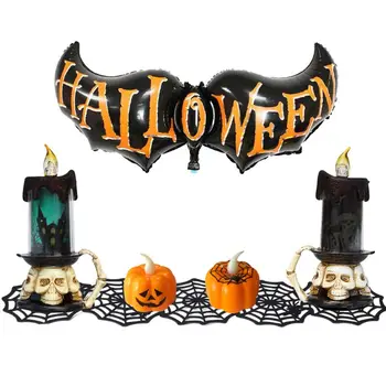 

Skull lights Halloween Balloon Decoration Happy Halloween Bat Pumpkin Inflatable Air Helium Latex Ballon For Halloween Home Deco