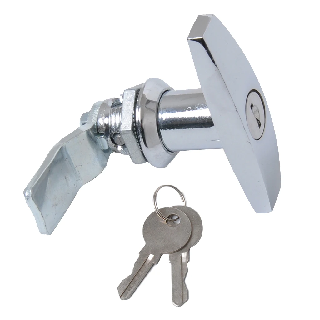 Universal Locking Truck Cap T-Handles for Glass Door Truck Canopy RV Boats - Chrome