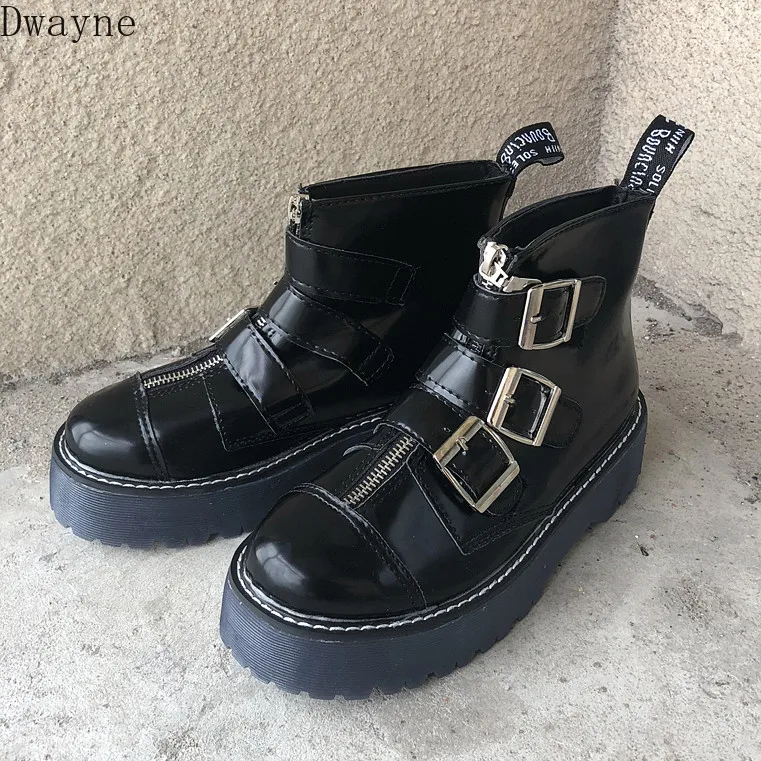 Korea ulzzang Harajuku style thick bottom belt buckle Martin boots women's boots retro England wind punk student boots