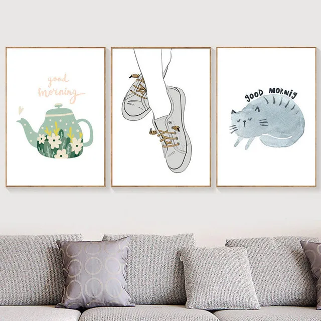 Cartoon-Cat-Shoes-Flower-Teapot-Pictures-Modern-Impressionism-Nordic-A4-Poster-Wall-Canvas-Art-Print-Painting.jpg_640x640 (3)
