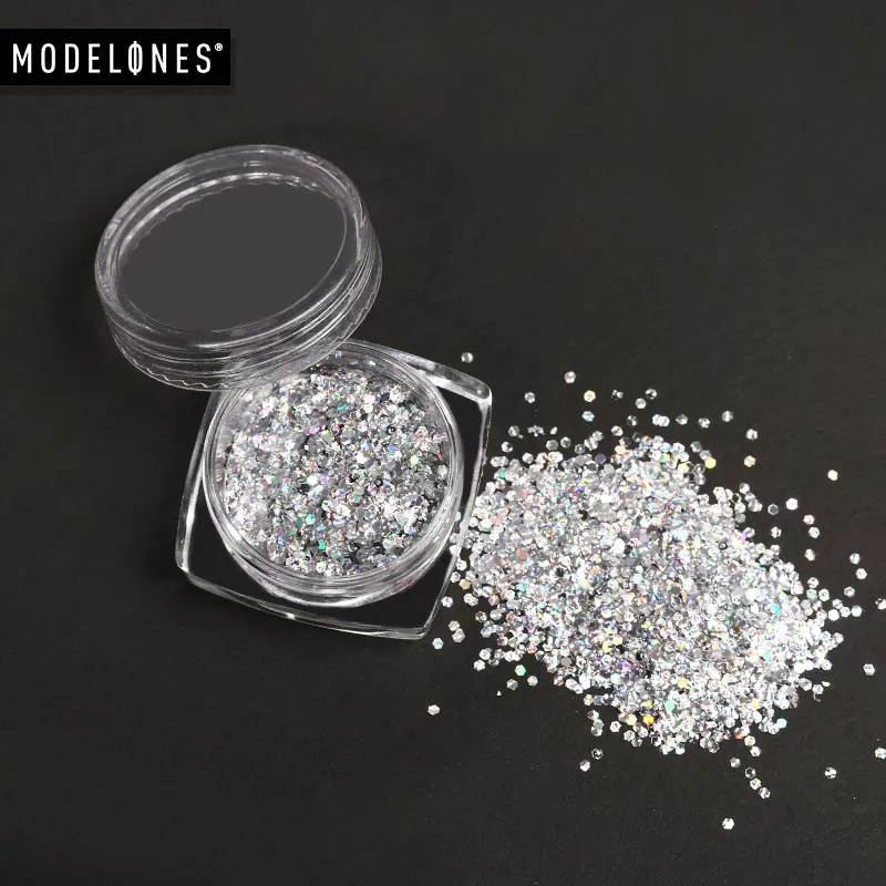 Modelones Nail Art Glitter Powder Decorations Colorful Nail Beads For Gel Polish DIY Nail Design Powder Nail Decor