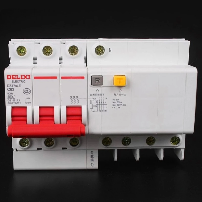Delixi DZ47SLE 1p 1p+ n 2p 3P+ n 4P 10-100A400 v остаточный atual mini disjuntor sobrecarga curto protecau contra escapamento