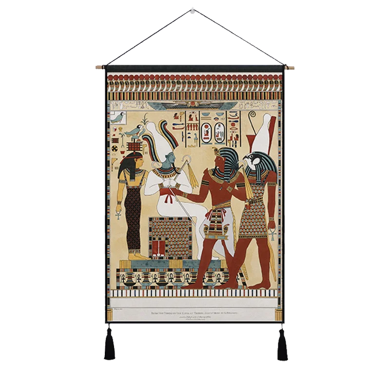 Винтажная гробница псаммутиса египетского искусства, подвесная ткань, хлопковая линия, картины, плакаты, домашний декор, настенный гобелен, подарок - Цвет: Светло-желтый