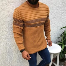 Mens Autumn Pullovers Sweater Breasted Stripe Mens Autumn Tops Long Sleeve Sweater Casual Street Wear Knit Sweater Male 2020