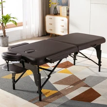 Mesa de masaje portátil 2 sección de madera ajustable plegable mesa de masaje de la PU de cuero cama de Spa