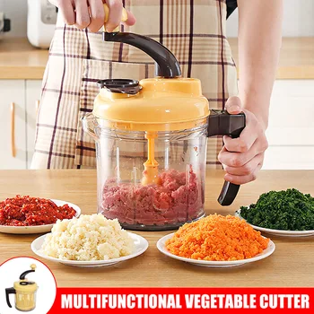 

High Hand Crank Food Processor Manual Food Chopper Egg Blender Vegetable Dicer Mincer Fruit Chopper UEJ