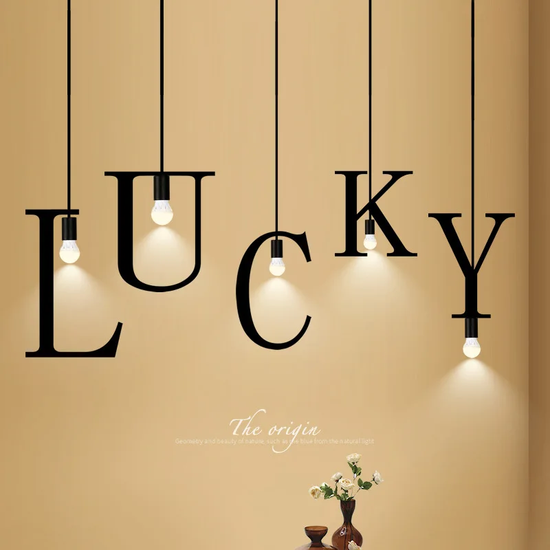 

Modern Minimalist Clothing Store Coffee Shop Creative Cool Retro Iron Art Restaurant Bar Counter Lettered Chandelier Wholesale S