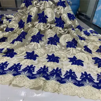 

New Design Nigerian Lace Fabric African Lace Fabrics High Quality tulle net French Net Lace Fabric For Wedding HLL5085 Blue