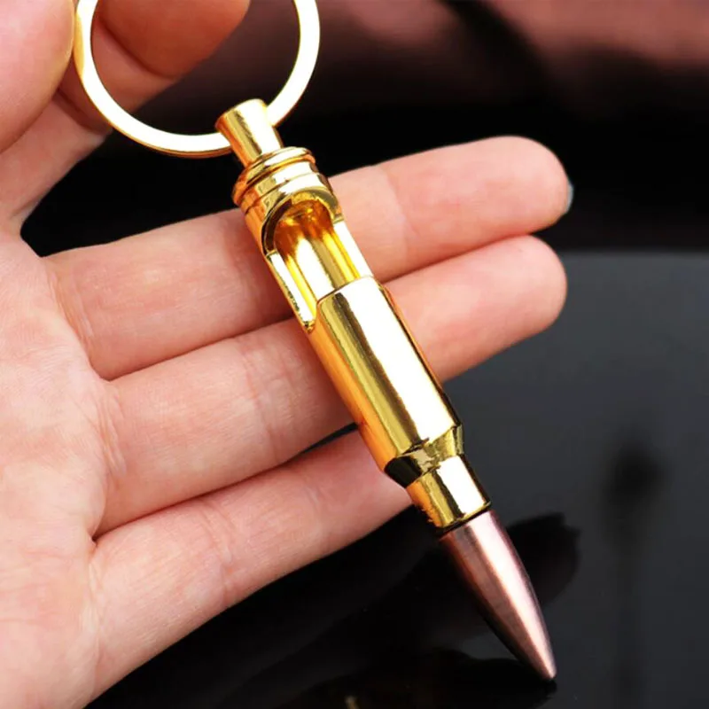 

Creative New Car Keychain Metal Bullet Multi-Function Key Rings Beer Bottle Opener Pen Buckle Set Car Key Holder Car Accessorie