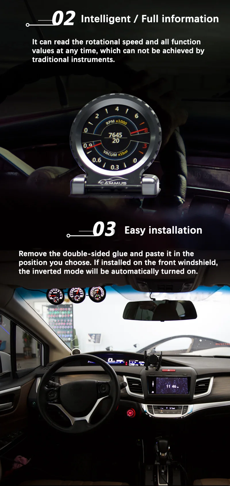 I-Round измерительное устройство с ЖК-экраном с прямой вилкой OBD lcd Секундомер Многофункциональный RPM температура воды турбо для BMW