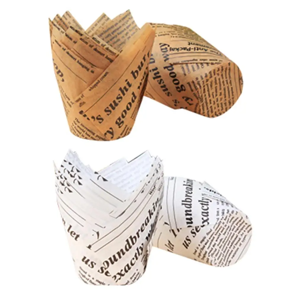 50 шт. бумажный стакан для торта в виде тюльпана бытовая маслостойкая