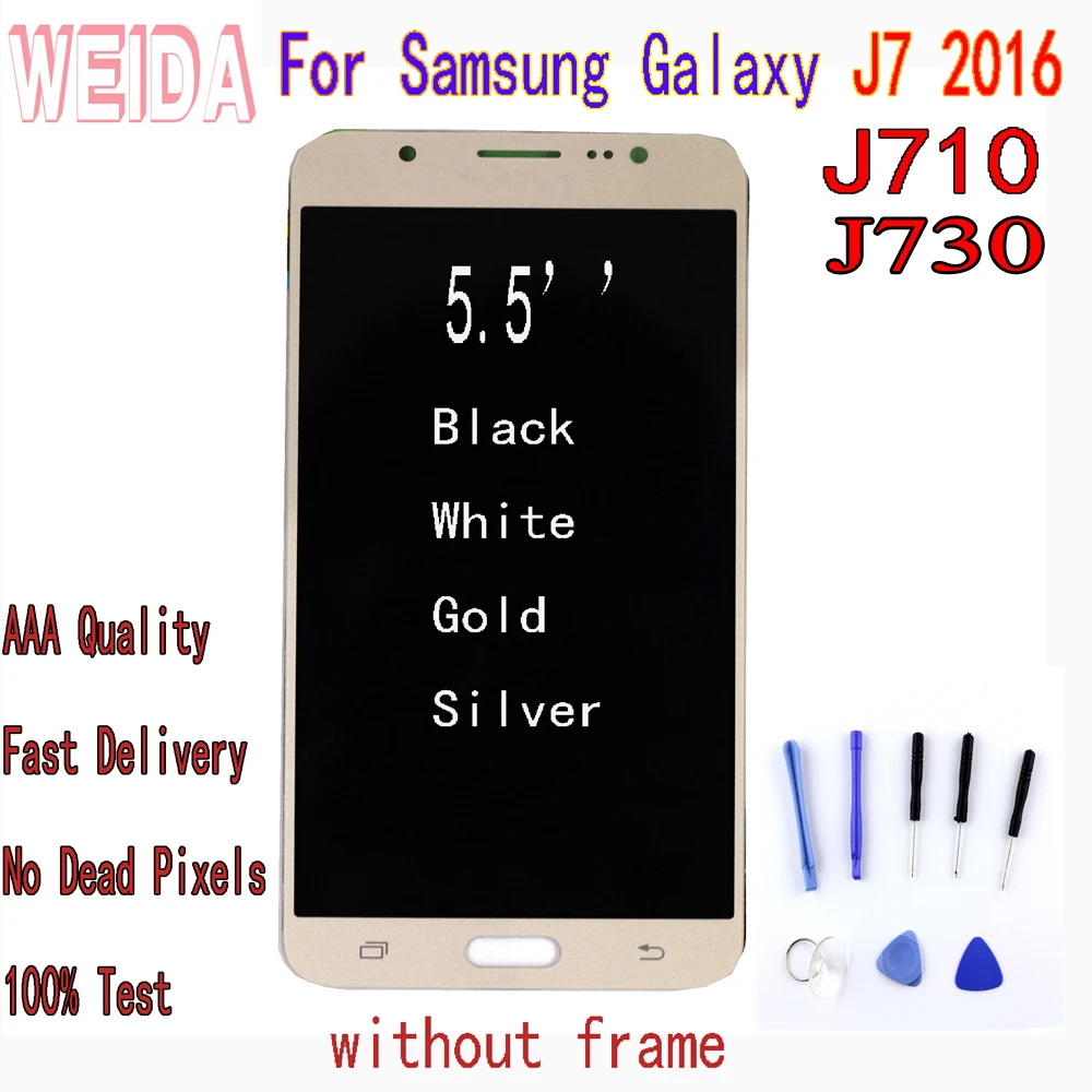 

WEIDA LCD 5.5" For Samsung Galaxy J7 2016 J710 J730 LCD Touch Screen Digitizer Assembly J7 J710 J730 LCD Replacement