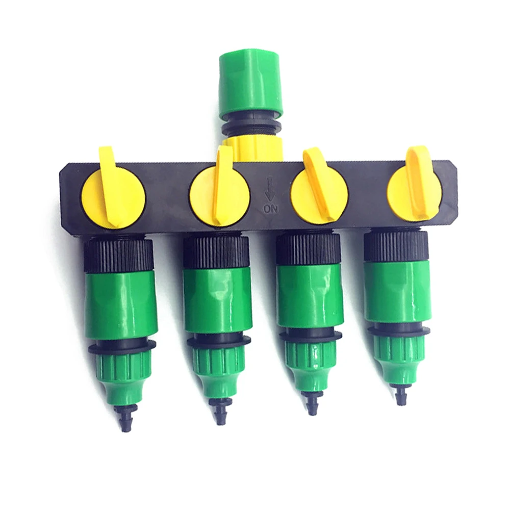 

Durable Automatic Home Garden Irrigation Timer Pipe Splitter 4 Way Tap ConnectorsThread Interface Suitable For Most Garden Taps