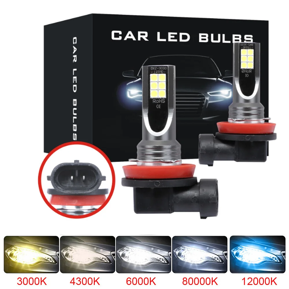 Лампа противотуманная H8 H11 Led HB4 9006 HB3 9005 6000 автоматические светодиоды лм К 12 В 24 2