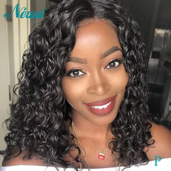 

Newa Hair Brazilian Lace Front Wigs With Baby Hair Curly Lace Front Human Hair Wigs Pre Plucked Remy Hair 13x6 Short Bob Wigs