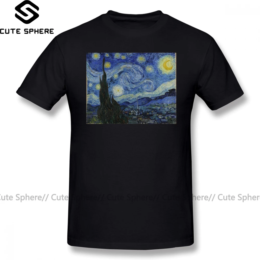 Футболка «звездное небо», футболка «Звездная ночь» Винсента Ван Гога, модная футболка с коротким рукавом, футболка большого размера из 100 хлопка с графическим рисунком