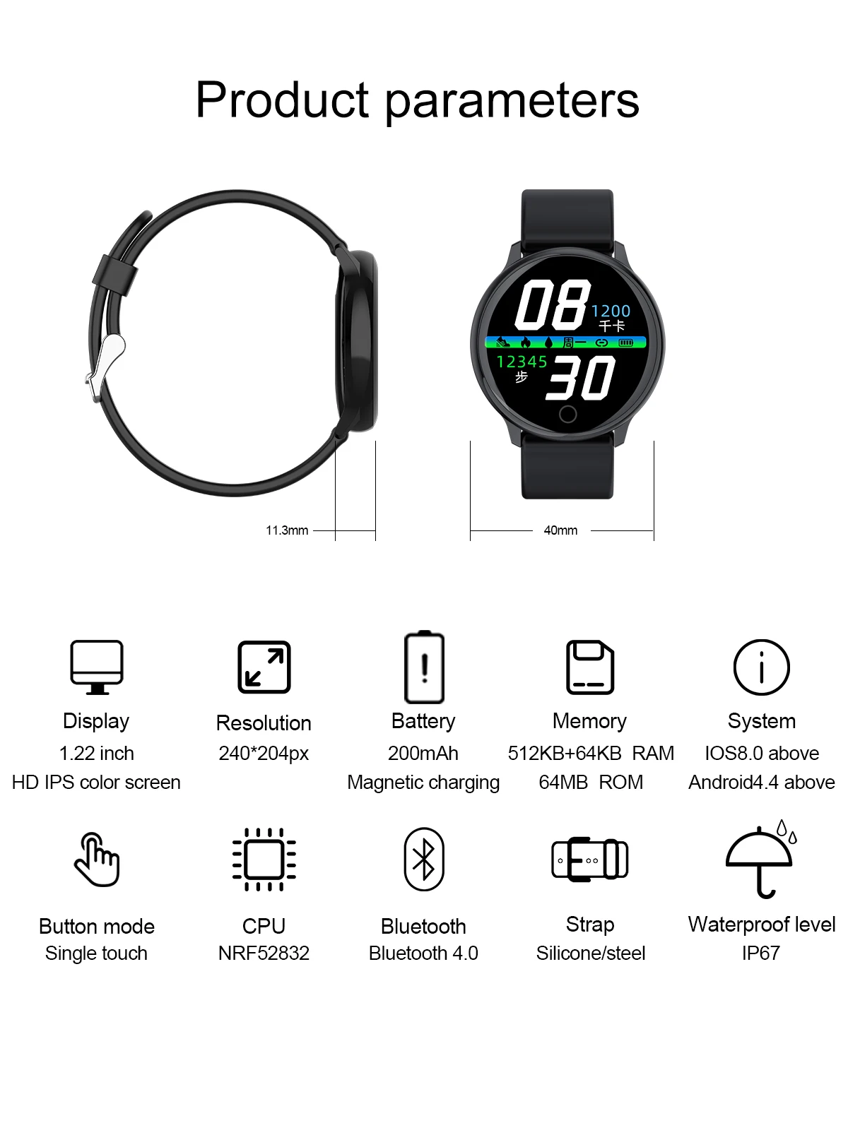 Q16 Полный Круглый сенсорный для женщин Смарт Часы сердечного ритма кровяного давления монитор Водонепроницаемый Браслет фитнес трекер Smartwatch VS Q8