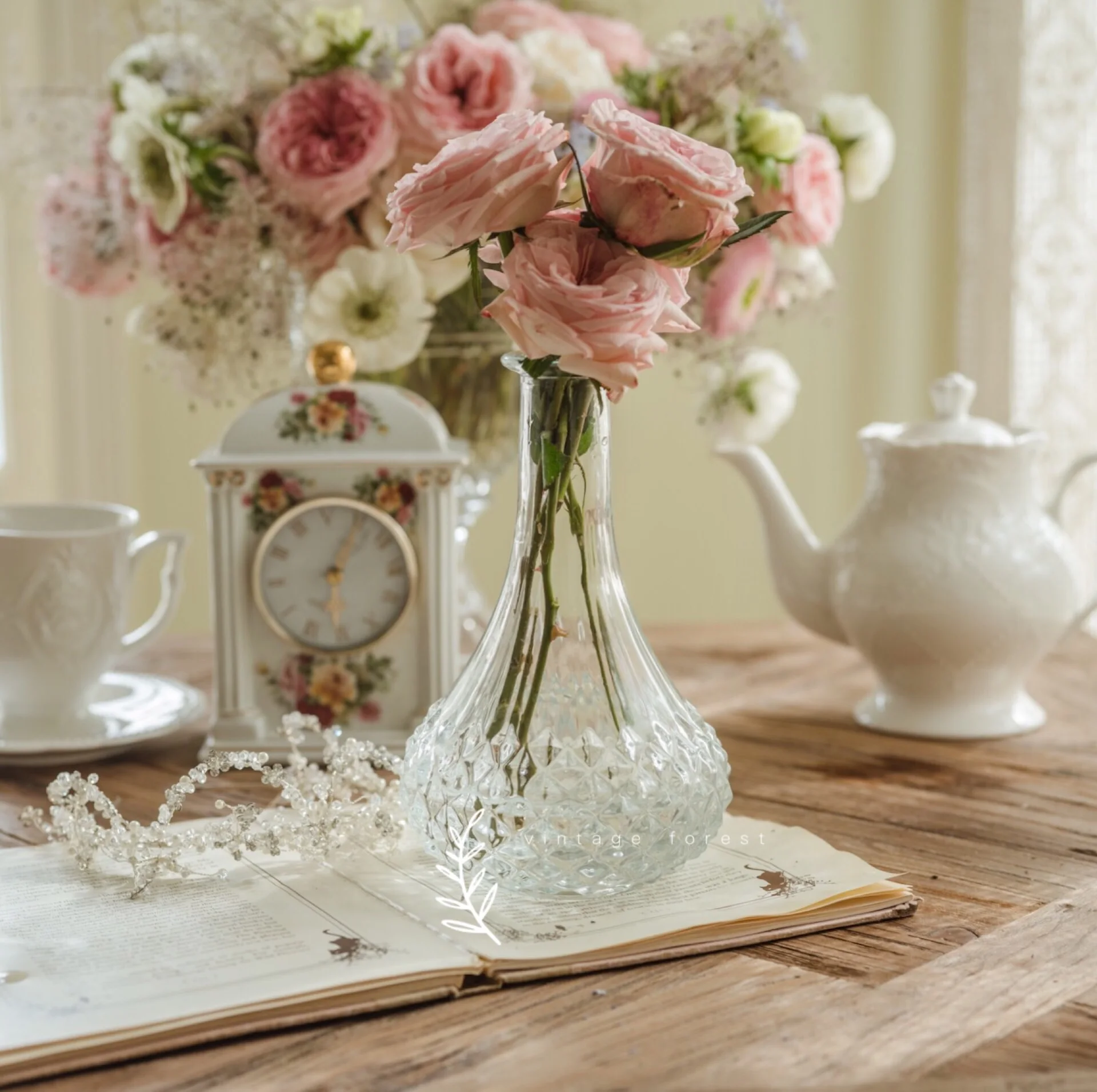 Мини-стеклянная ваза для цветов, европейская винтажная прозрачная стеклянная ваза, настольная Цветочная композиция, аксессуары, Хрустальная ваза для свадьбы