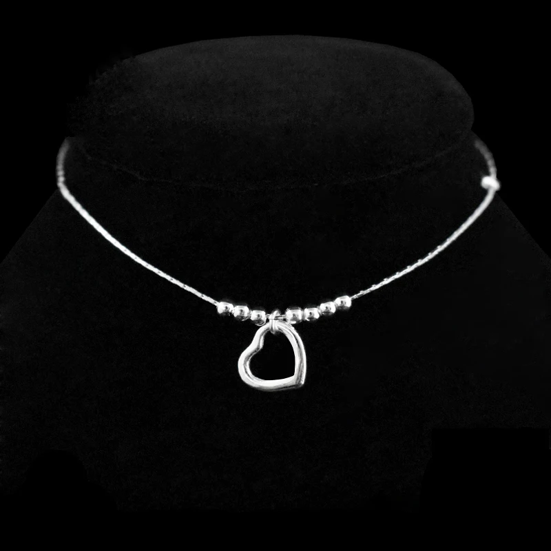 New Fashion Foot Anklet 925 Sterling Ladies Silver Anklets Bracelet Chain For Women Love Heart Pendant Foot Pulseras Jewelry