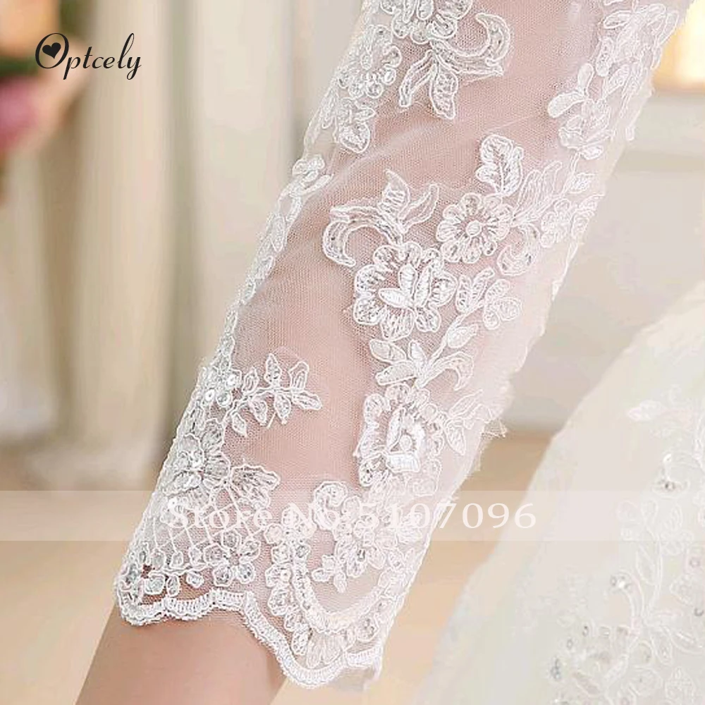 Optcely Robe De Mariee винтажное свадебное платье трапециевидной формы с вырезом лодочкой и блестками, три четверти мусульманские платья принцессы для невесты с аппликацией