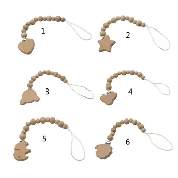 

Baby Toddler Dummy Pacifier Soother Nipple Wooden Chain Clip Holder Gift Gift 23GD