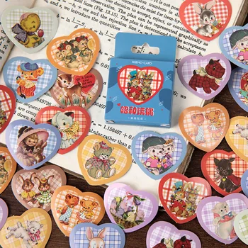 

46 Pcs/set Vintage Journal Stickers Retro Cartoon Doll Pattern Heart Shape Stickers Scrapbooking Decoration Stationery