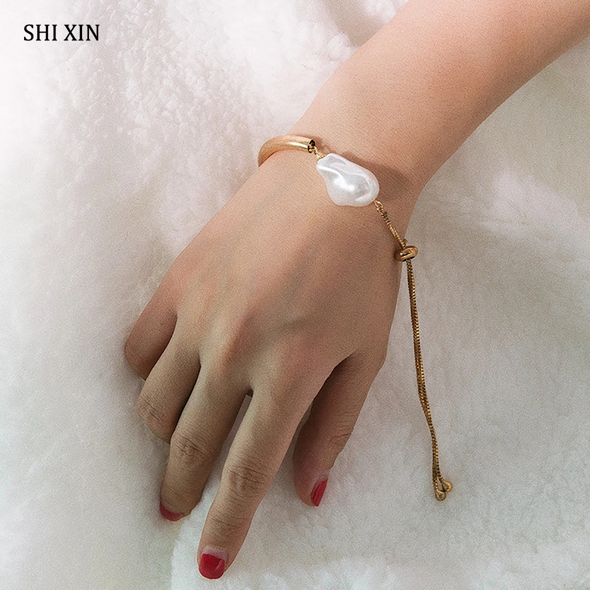 Жемчужные браслеты барокко SHIXIN с подвесками модные корейские длинные кисточками