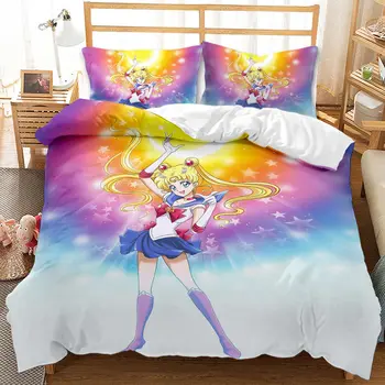 

3D Juego De Cama Sailor Moon Printed Bedding Kids Luxury Duvet Cover for Girls Pink Bedding Set King Queen Twin Full Size Beds