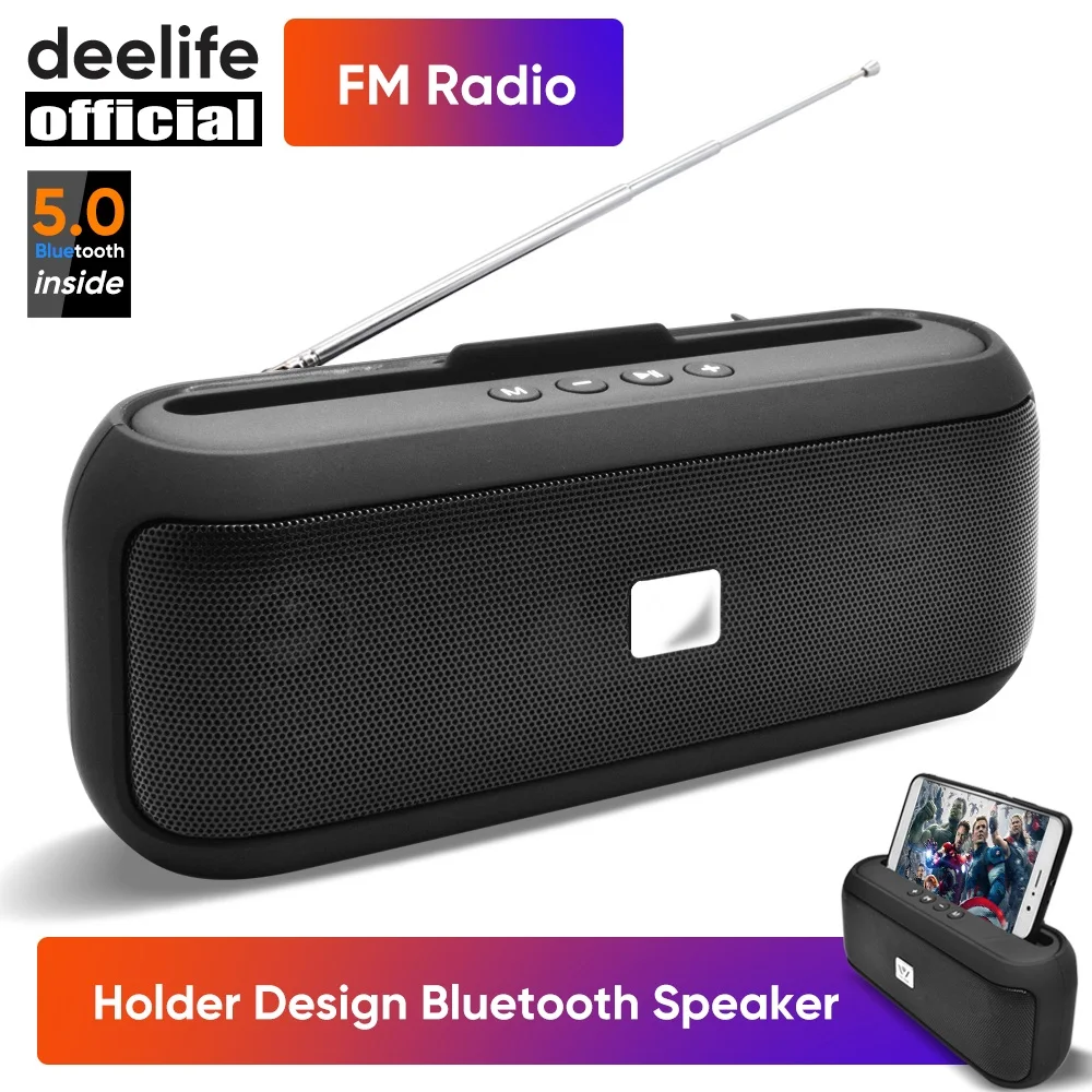 Deelife портативный Bluetooth динамик с радио FM 10 Вт стерео Открытый мощный Музыкальный