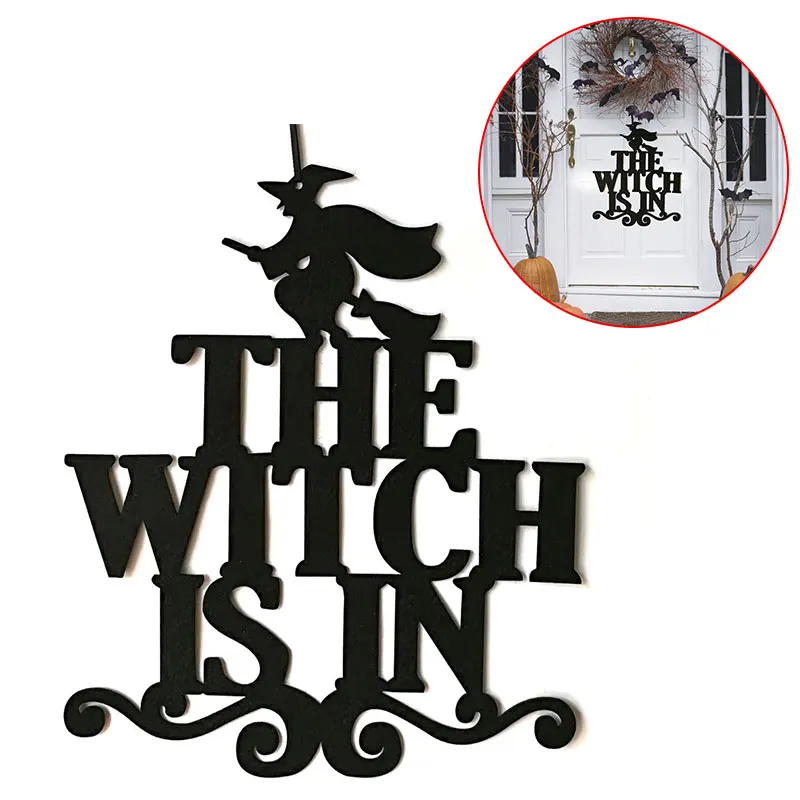 

Nonwovens Witch Wall Hanging Halloween Festival Home Sign Witch Door Hanging Lovely Witch Decoration Party Decor Prop Supplies