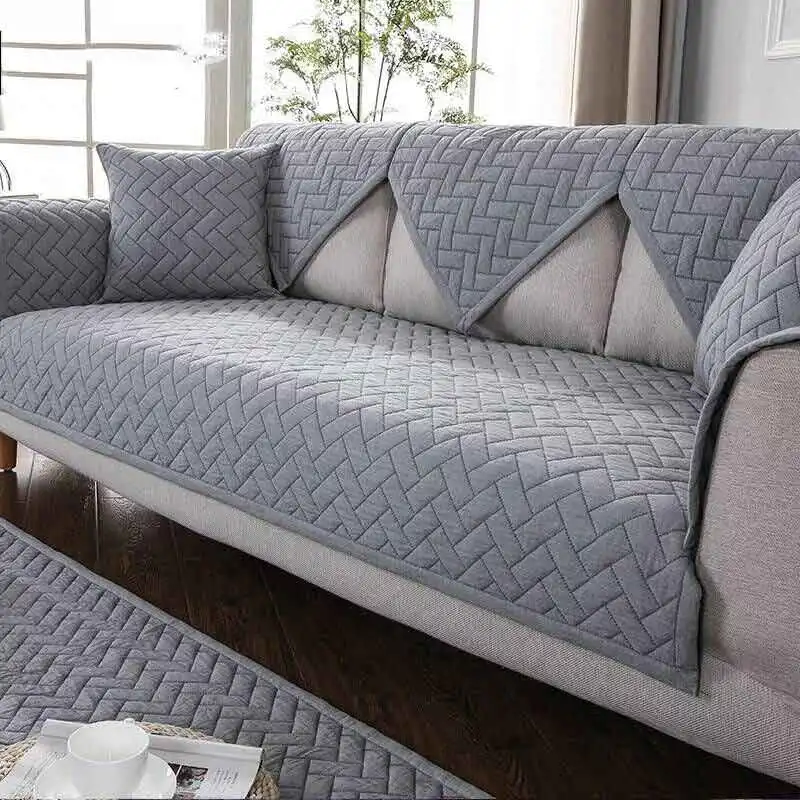 Сплошной цвет геометрическая форма чехол для дивана хлопок грязезащитный диван Защитная Подушка для домашнего животного собаки коврик чехол для дивана для гостиной - Цвет: gray