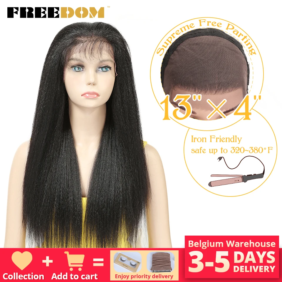 FREEDOM-Peluca de cabello sintético estilo largo y liso, pelo con malla frontal de fibra resistente al calor para mujeres negras, longitud de 26 pulgadas