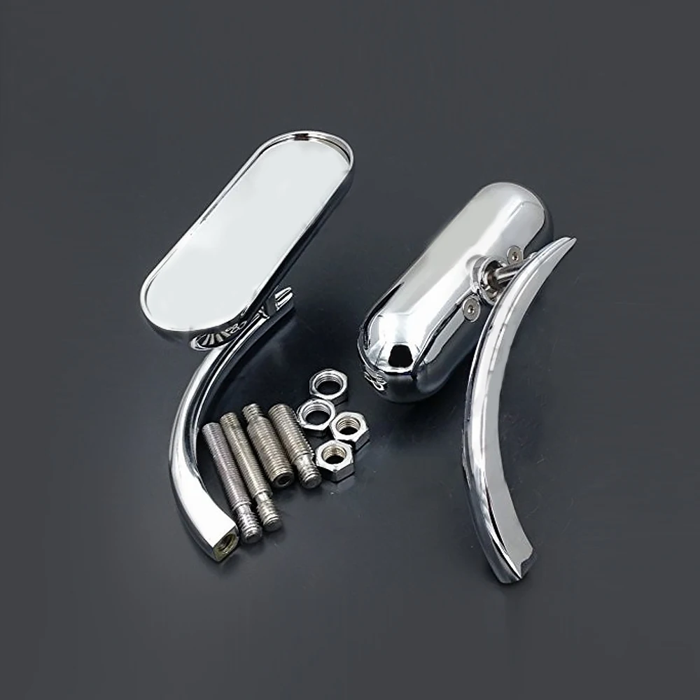 MOTORCYCLE CHROME OVAL SIDE REARVIEW MIRRORS FOR CRUISER CHOPPER - Foto 9