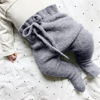 

2020 Spring LongPants Newborn Baby Infant Toddler Clothing Pants Solid Color Warm Loose Pantyhose Drawstring Pant High Waist