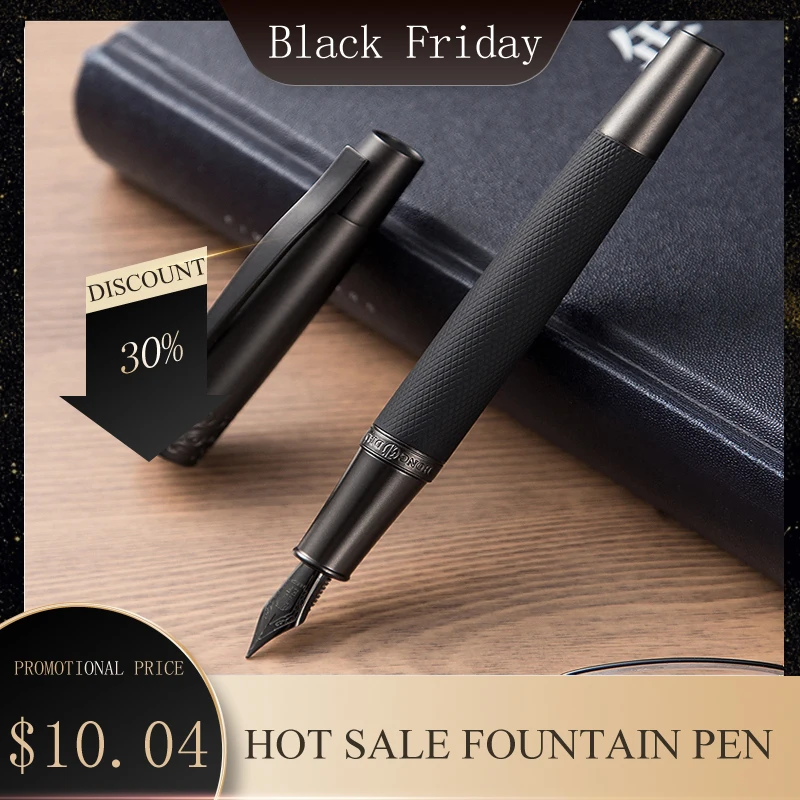 

Fountain Pen ink Full Metal Clip Pens HongDian Stainless Steel Black Army General Fountain-Pen Nib 0.4mm 0.5mm Office Supplies