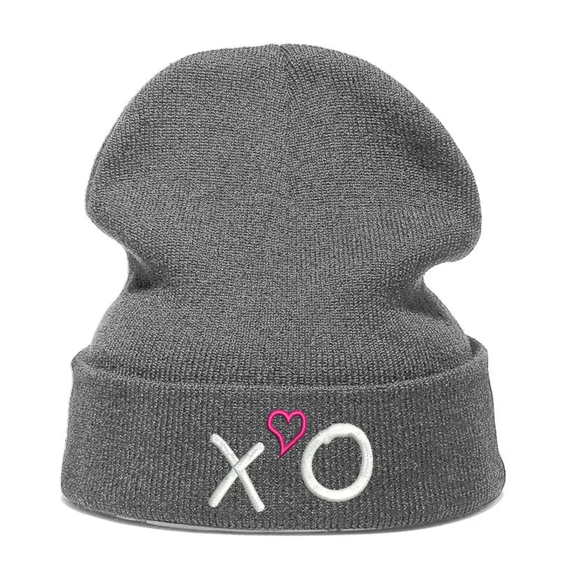 Головные уборы Skullies Beanies с вышивкой "Сердце" O Шапки теплая шапка для девушек и мужчин, в стиле хип-хоп шапка, сезон осень-зима теплые Шапки уличного отдыха вязаная шапка