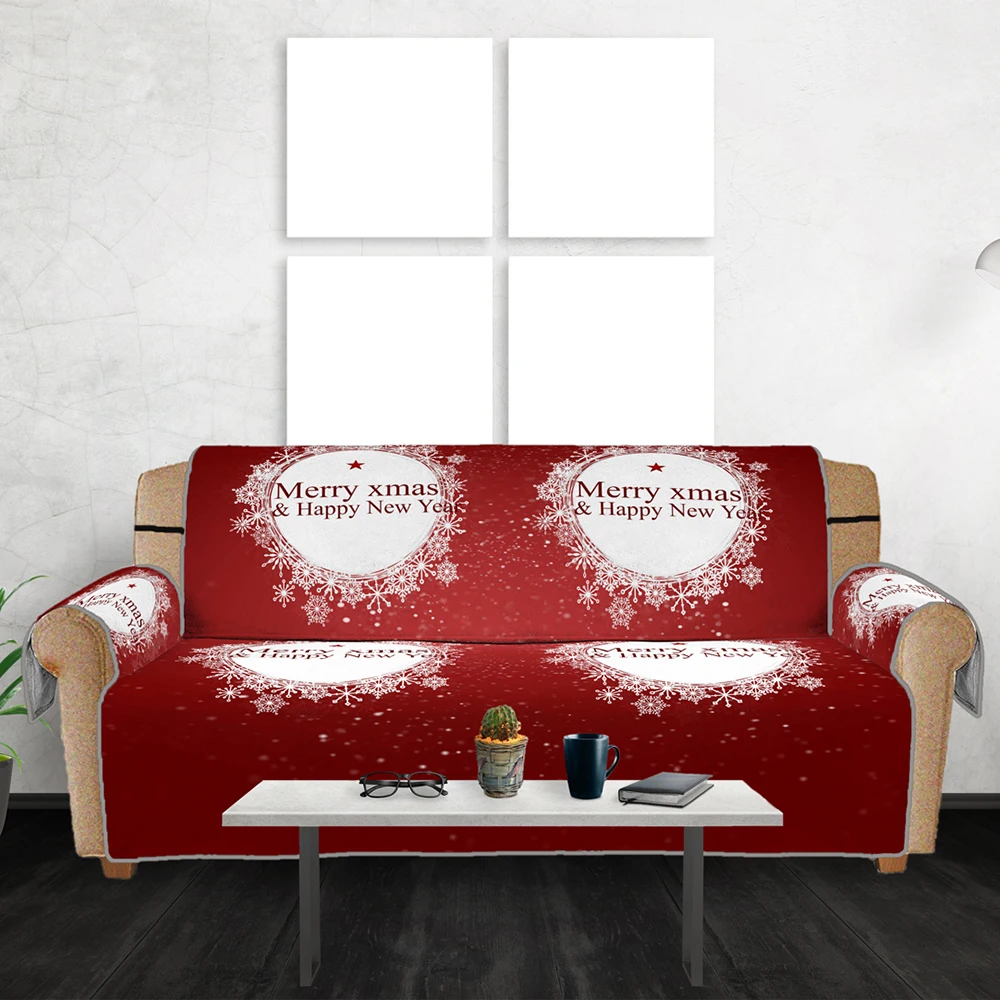 Счастливого Рождества мебель чехлы на сиденья протектор чехол Санта Клаус печатных диван Чехлы 1/2/3 сидения, цена производителя для Гостиная - Цвет: P