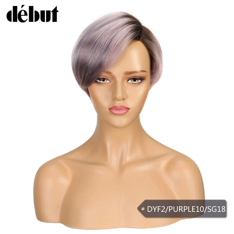 Дебютный 613 блонд парик шнурка Remy бразильские волосы парики для женщин Подарки левая сторона часть короткие парики из человеческих волос Cheep парики для женщин - Цвет волос: DYFT2PURPLE10SG18