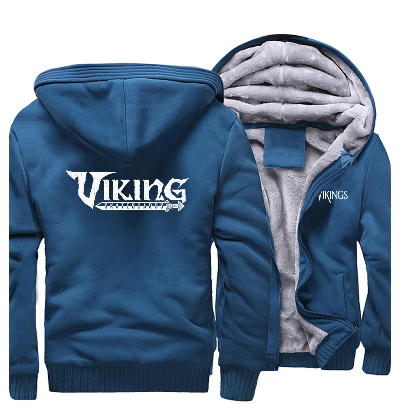 Зимняя плотная мужская куртка с рисунком викингов, Мужская одежда, повседневная мотоциклетная уличная одежда, толстовки для мужчин, новые брендовые Утепленные Пальто - Цвет: Lake Blue 1